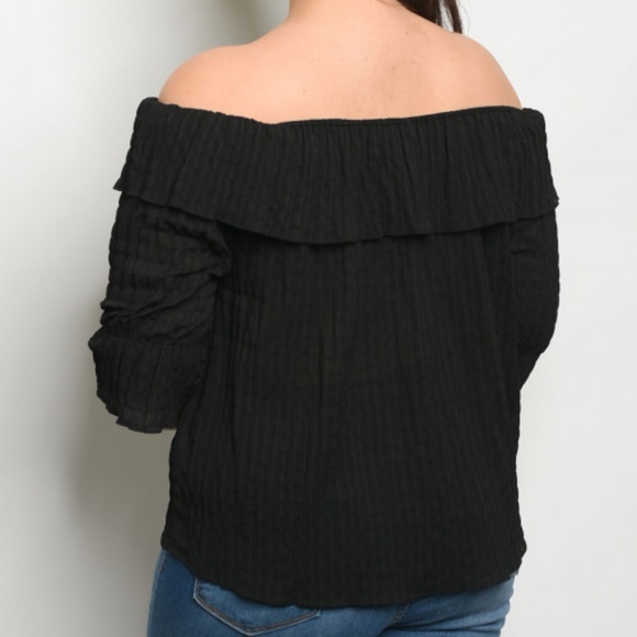 Girly & Flirty off shoulder black top - Picture 2 of 2